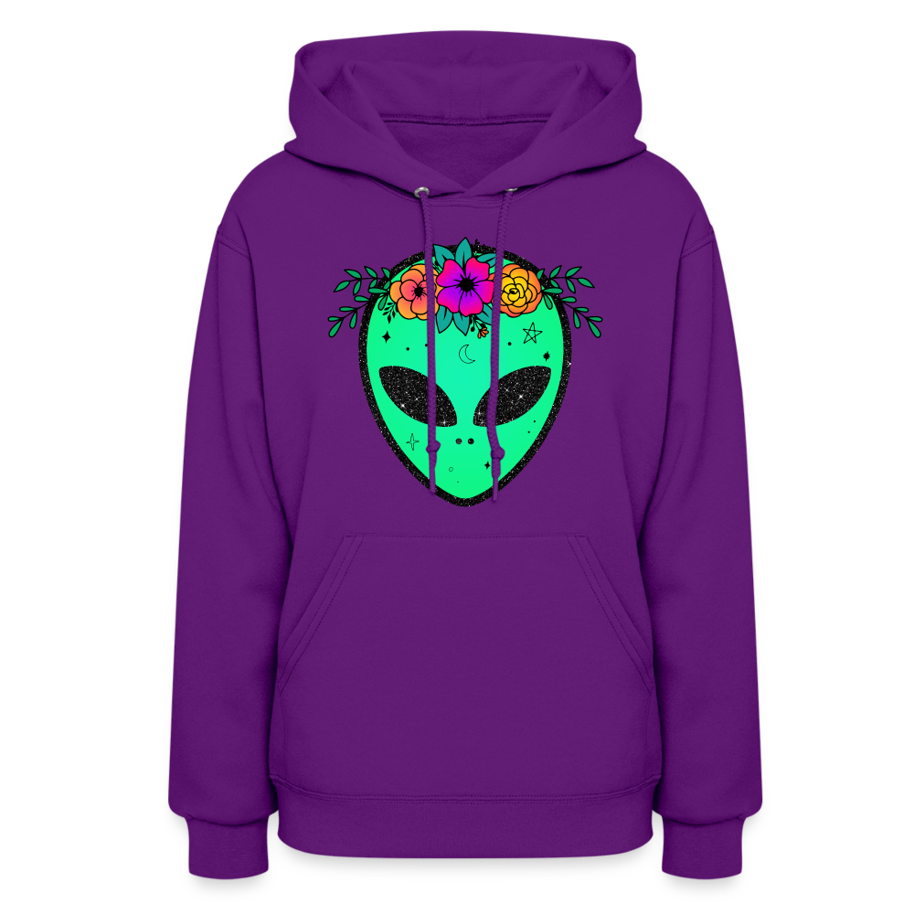 Floral Alien - Women's Hoodie - purple