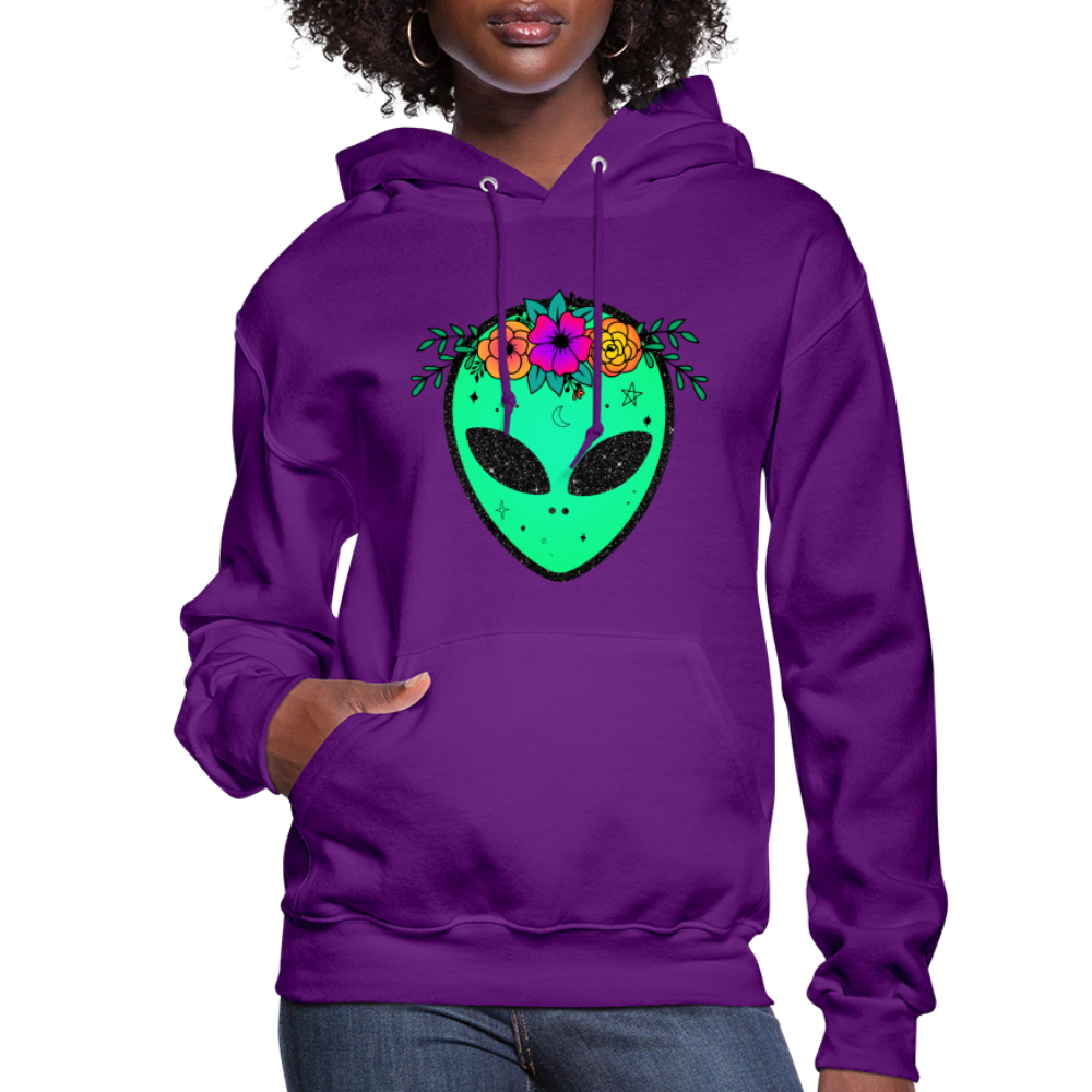 Floral Alien - Women's Hoodie - purple