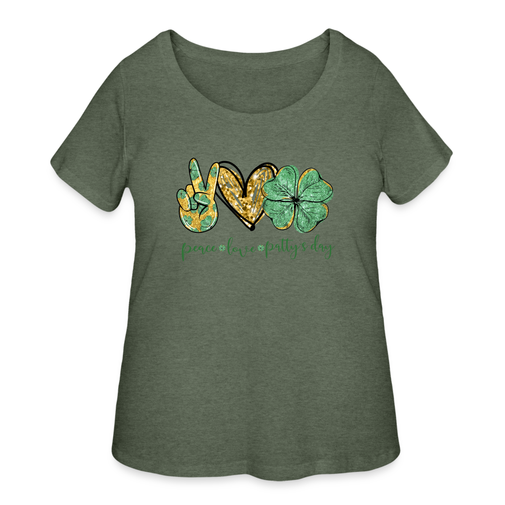 Peace Love Patty's Day - Women’s Curvy T-Shirt - heather military green