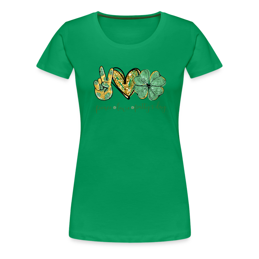 Peace, Love, St. Patty's Day - Women’s Premium T-Shirt - kelly green