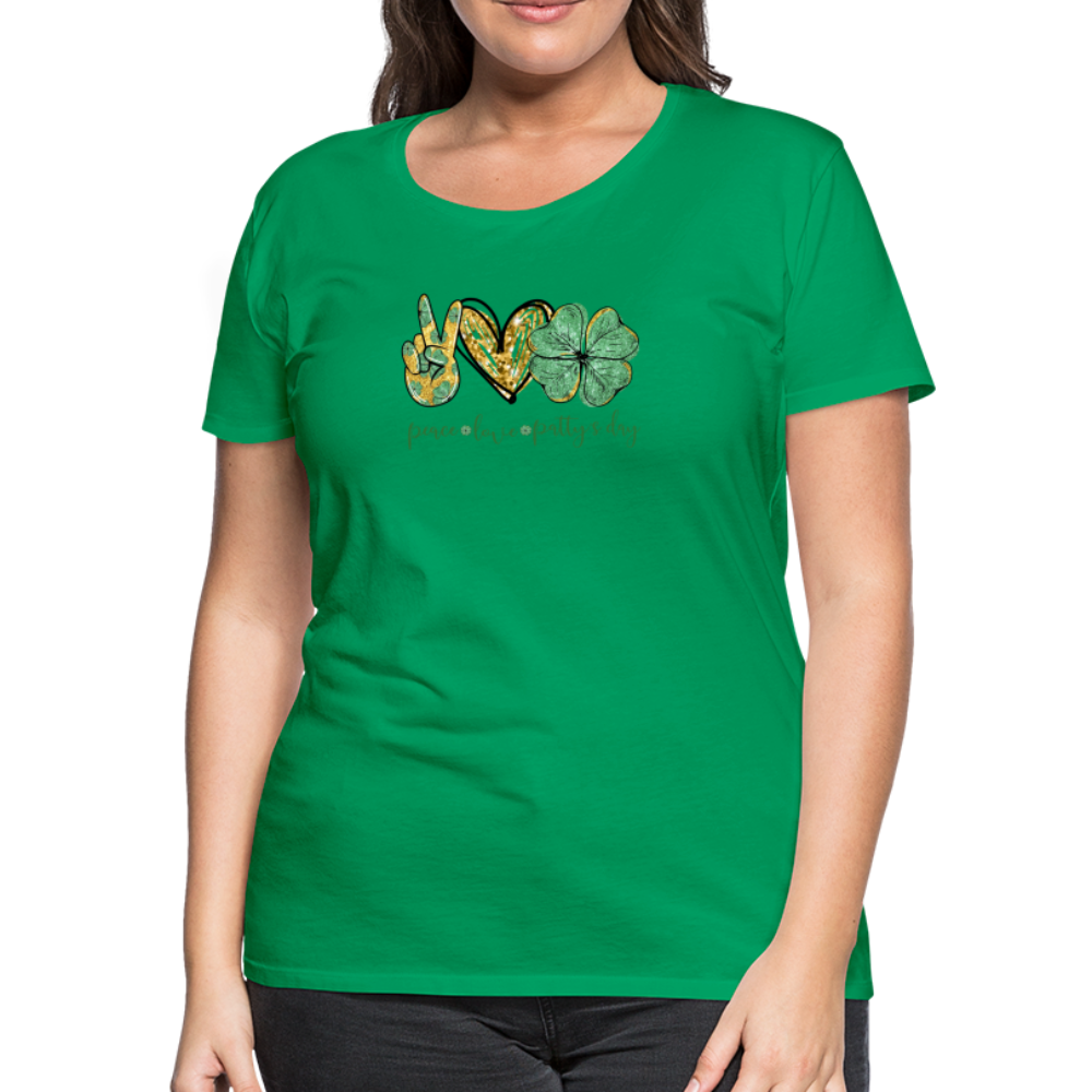 Peace, Love, St. Patty's Day - Women’s Premium T-Shirt - kelly green