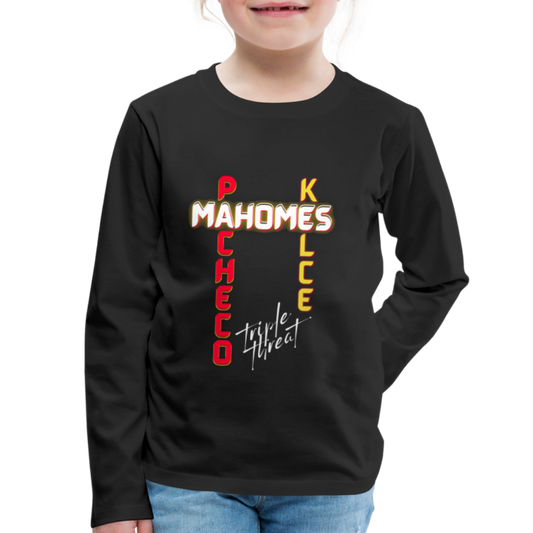 Triple Threat Chiefs -  - Kids' Premium Long Sleeve T-Shirt - black