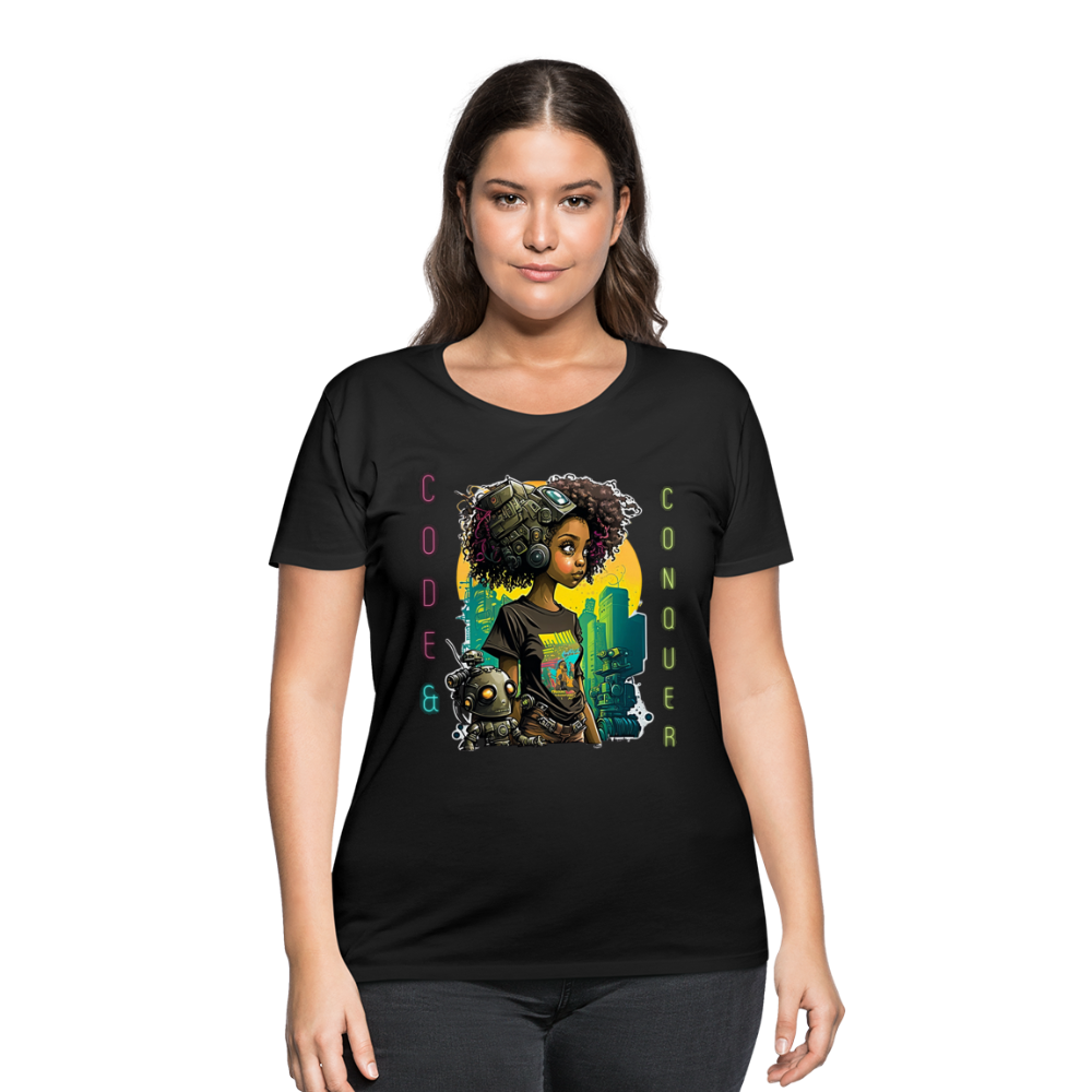 Code & Conquer - Women’s Curvy T-Shirt - black