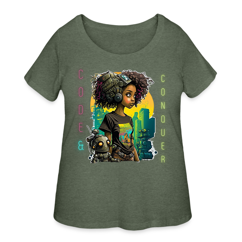 Code & Conquer - Women’s Curvy T-Shirt - heather military green