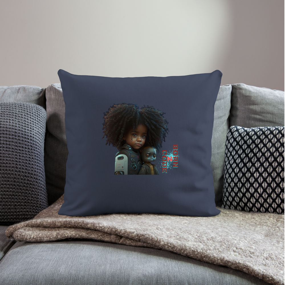 Born 2 Code  - Double-sided Throw Pillow Cover 18” x 18” - navy