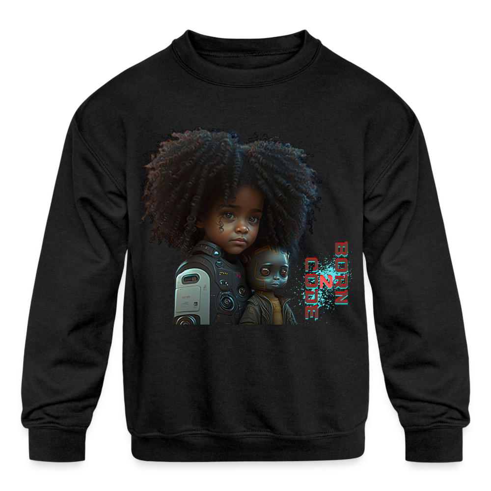 Born 2 Code - Kids' Crewneck Sweatshirt - black