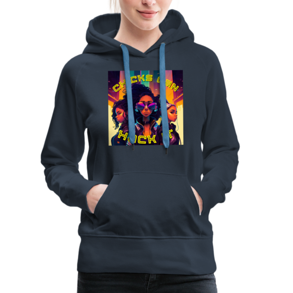 Chicks Can Hack It - Women’s Premium Hoodie - navy