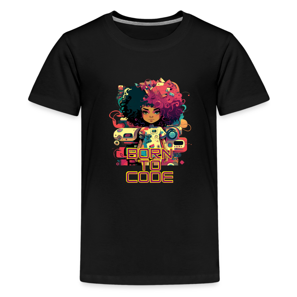 Betty Bot | Born to Code - Kids' Premium T-Shirt - black