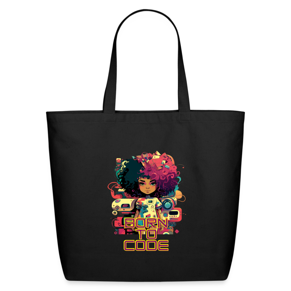 Betty Bot | Born to Code - Eco-Friendly Cotton Tote - black