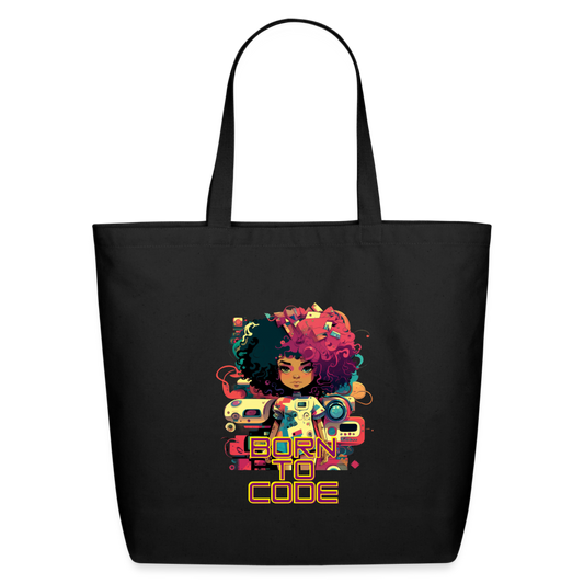 Betty Bot | Born to Code - Eco-Friendly Cotton Tote - black