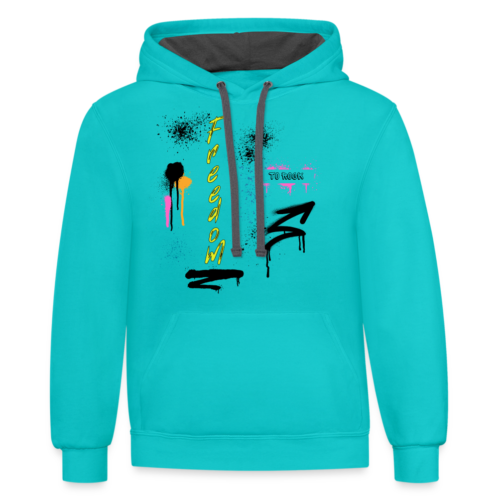 Freedom to Rock - 2-Sided Contrast Hoodie - scuba blue/asphalt