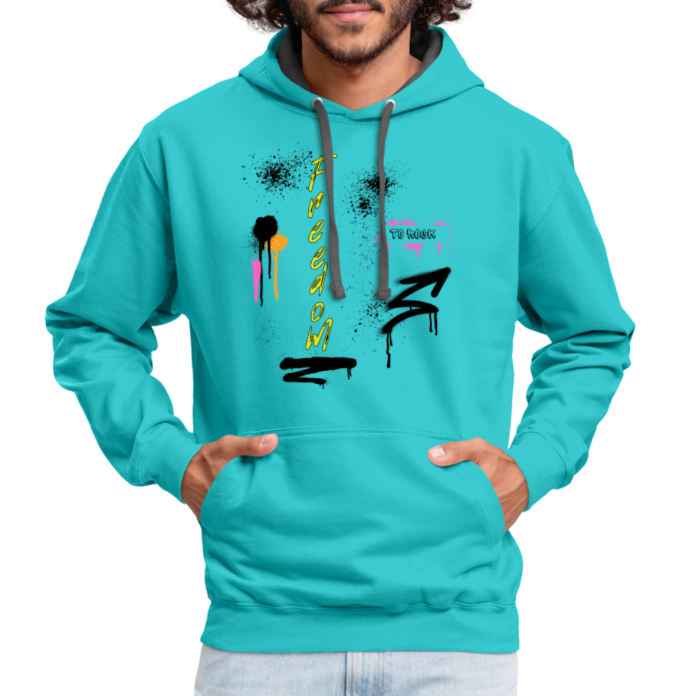 Freedom to Rock - 2-Sided Contrast Hoodie - scuba blue/asphalt