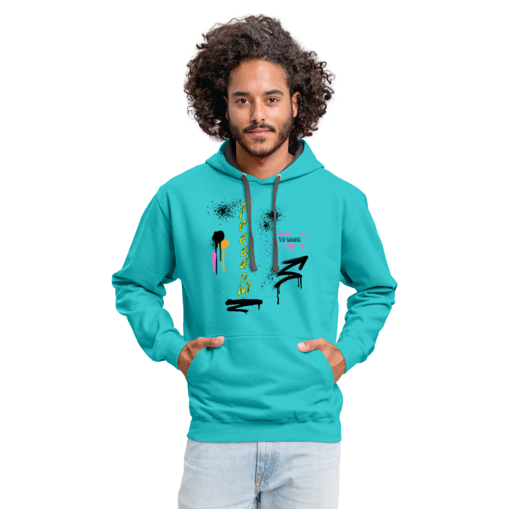 Freedom to Rock - 2-Sided Contrast Hoodie - scuba blue/asphalt