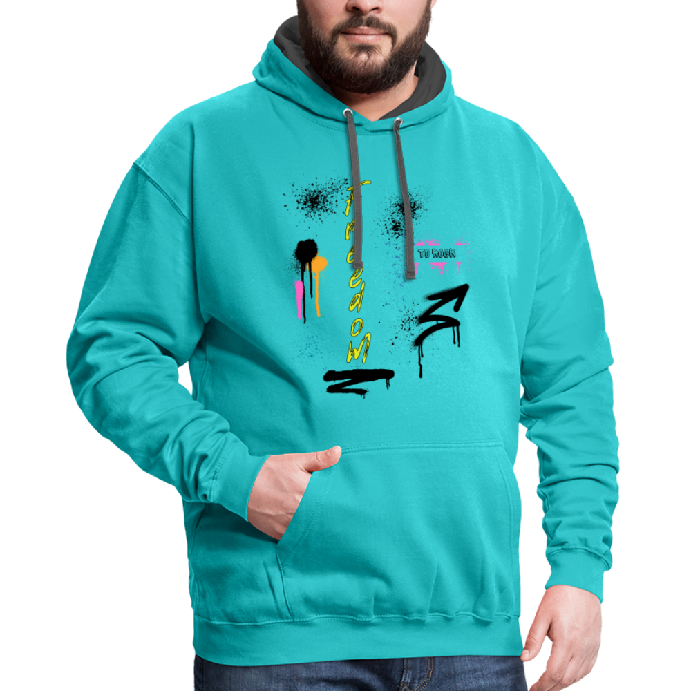 Freedom to Rock - 2-Sided Contrast Hoodie - scuba blue/asphalt