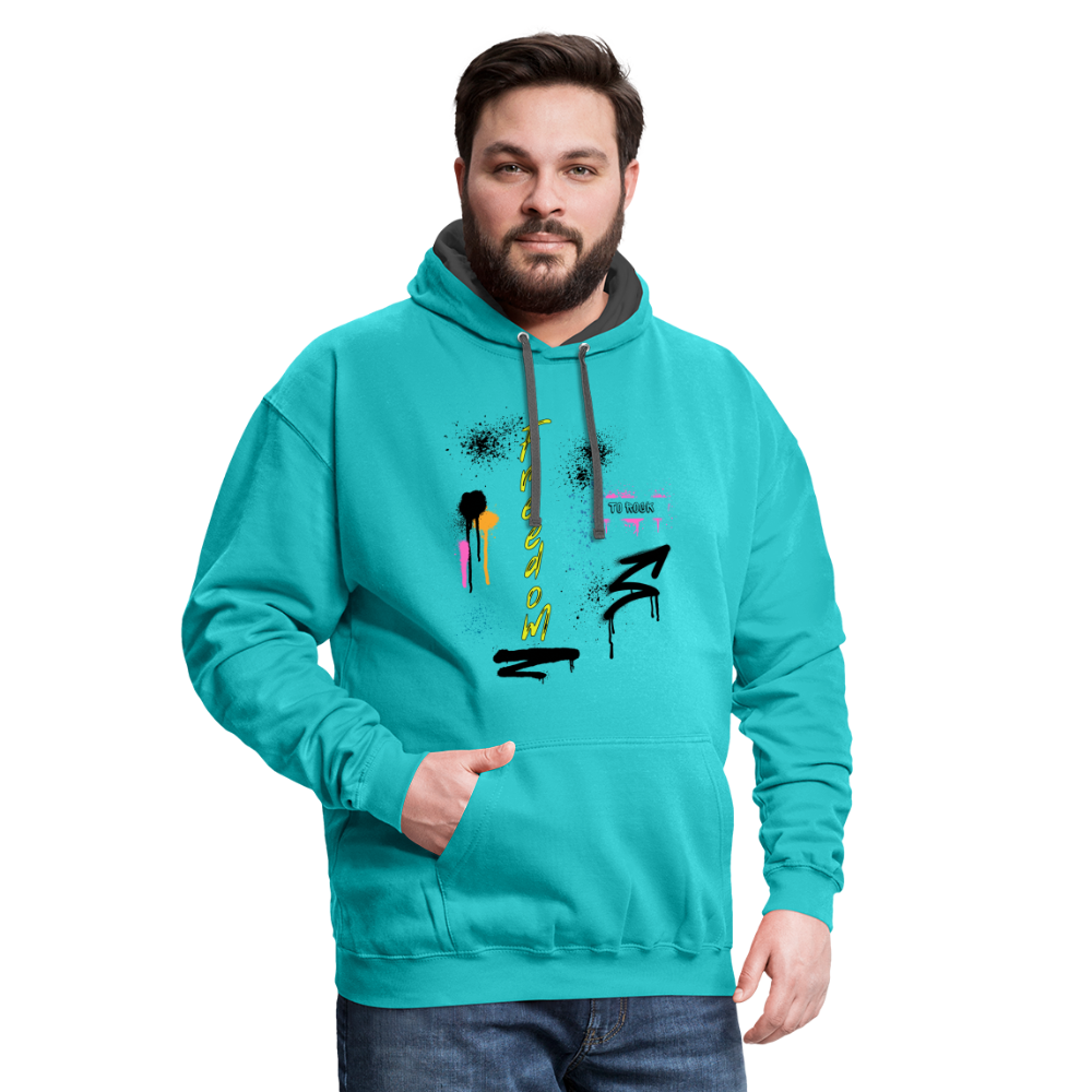 Freedom to Rock - 2-Sided Contrast Hoodie - scuba blue/asphalt