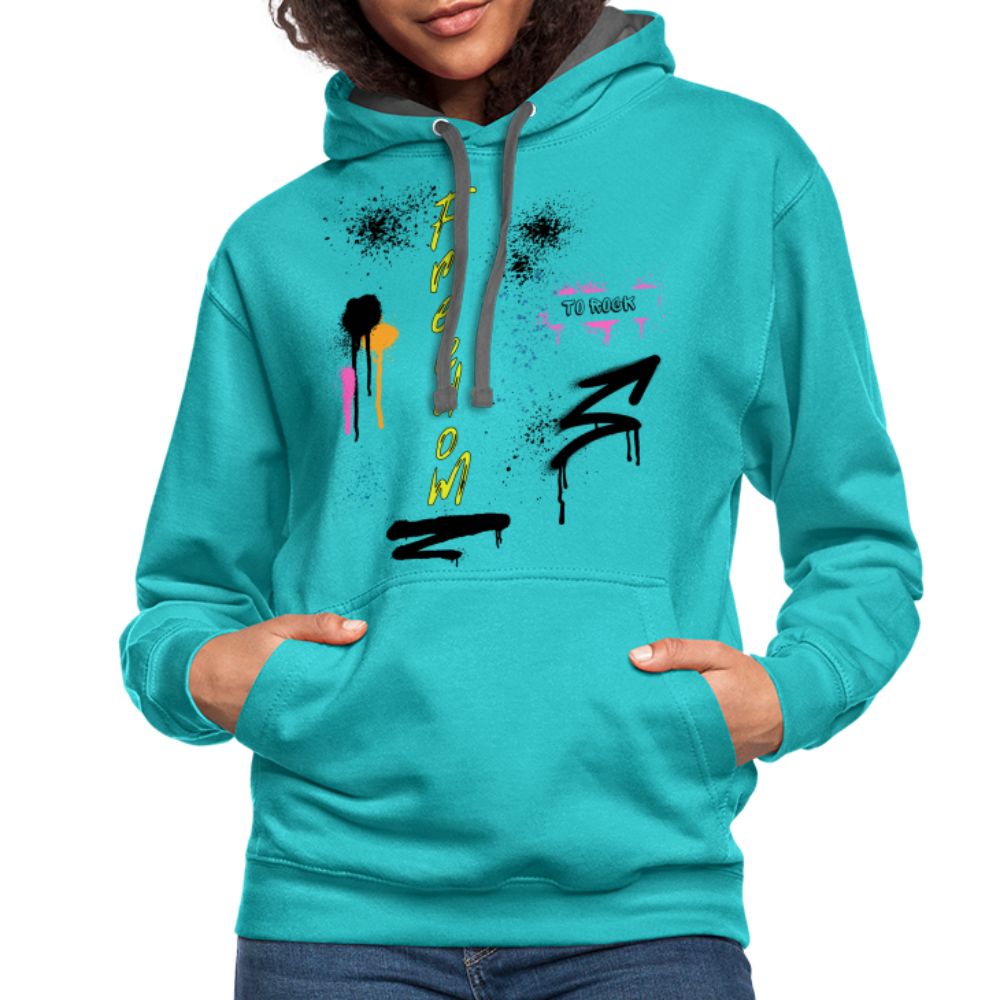 Freedom to Rock - 2-Sided Contrast Hoodie - scuba blue/asphalt