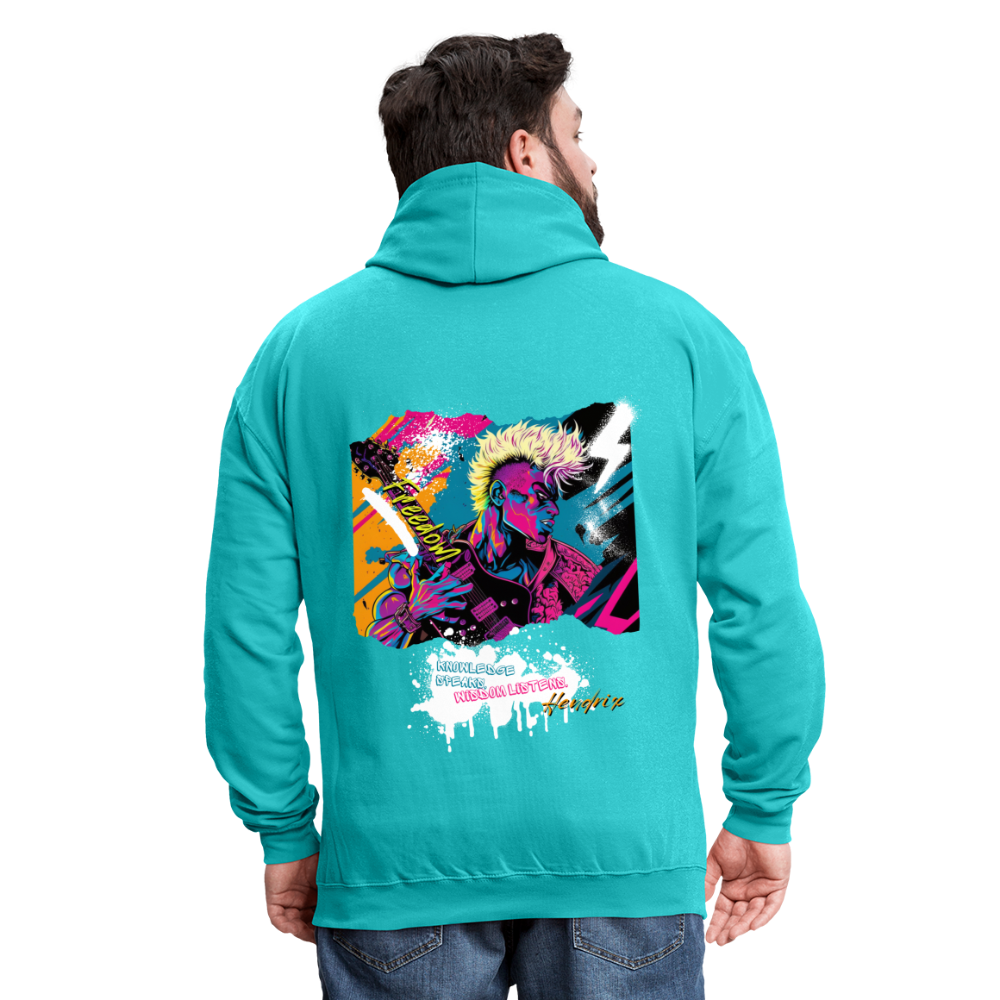 Freedom to Rock - 2-Sided Contrast Hoodie - scuba blue/asphalt