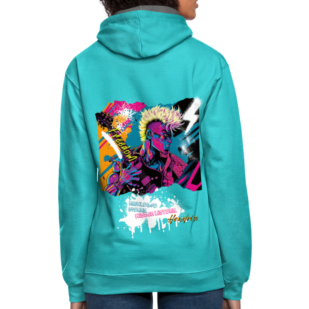 Freedom to Rock - 2-Sided Contrast Hoodie - scuba blue/asphalt