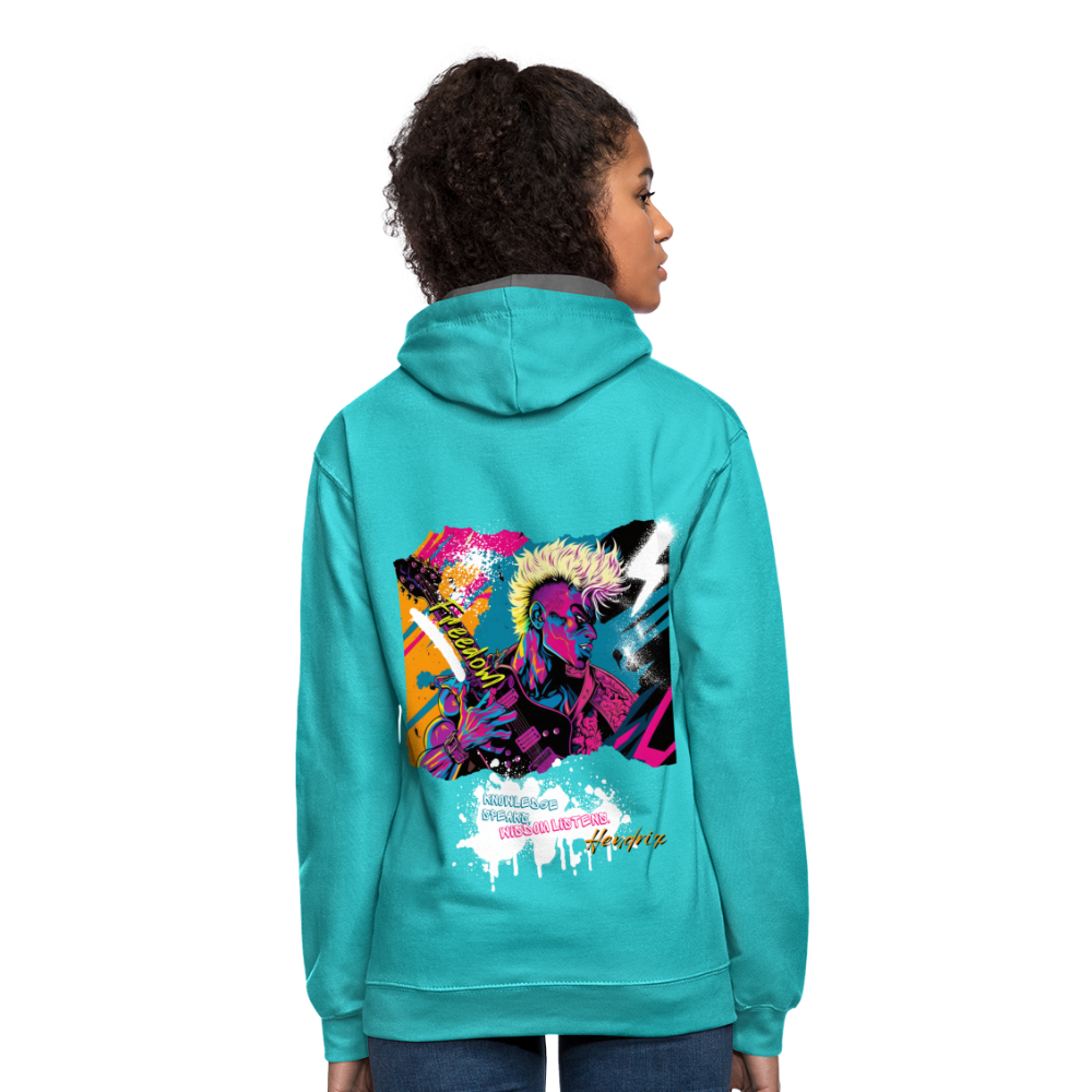 Freedom to Rock - 2-Sided Contrast Hoodie - scuba blue/asphalt