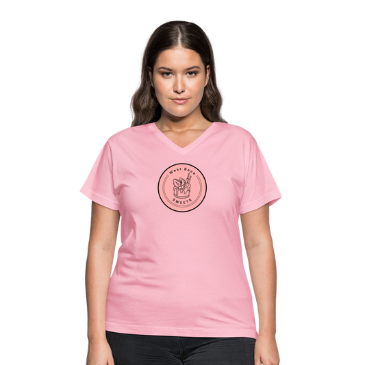 CUSTOM WBS: Women's V-Neck T-Shirt - pink