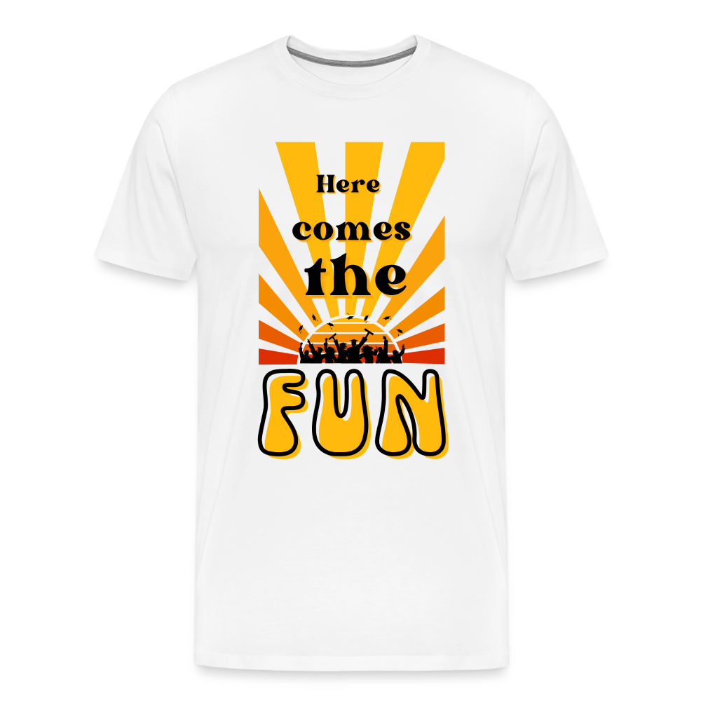 Here Comes the Fun Grad: Men's Premium T-Shirt - white