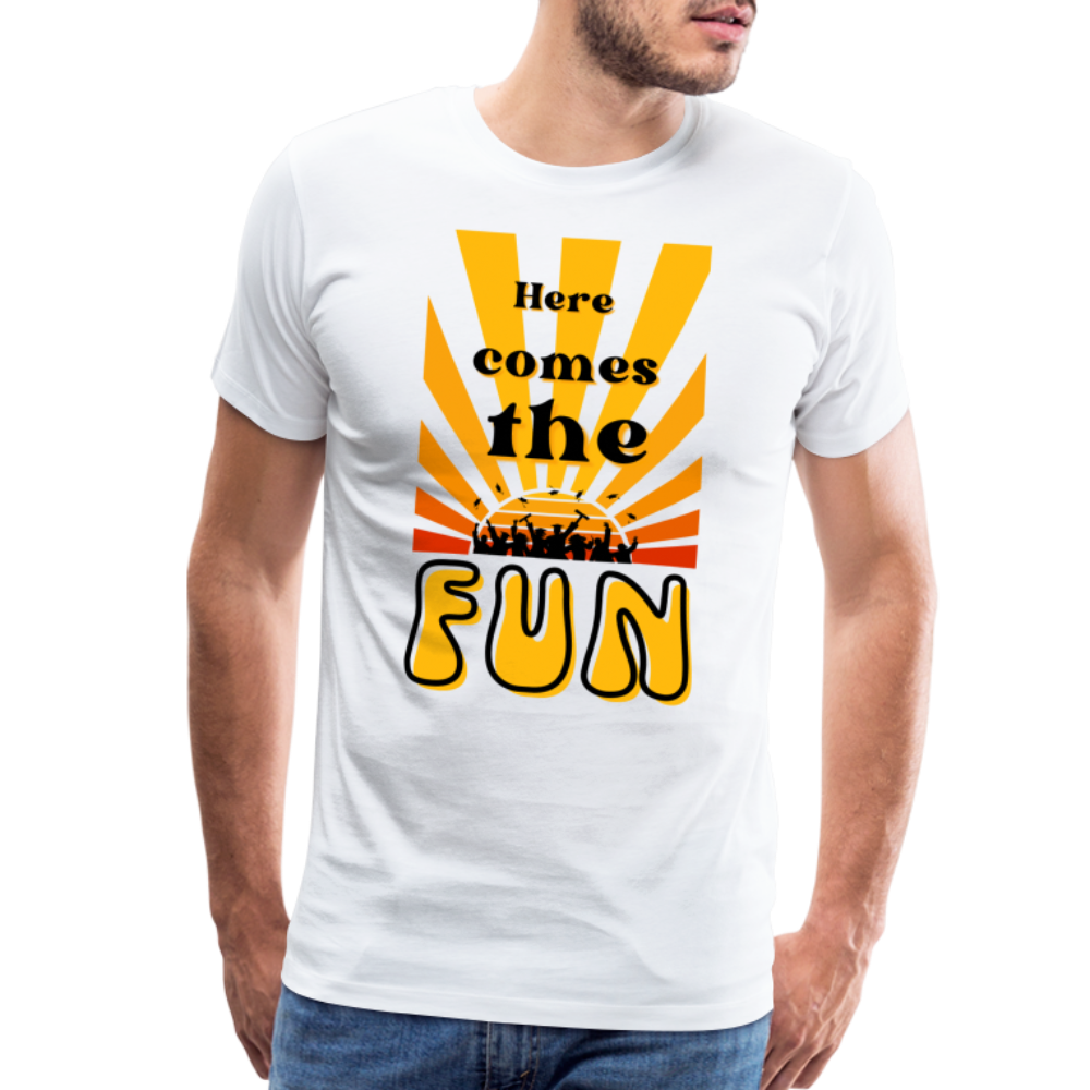 Here Comes the Fun Grad: Men's Premium T-Shirt - white