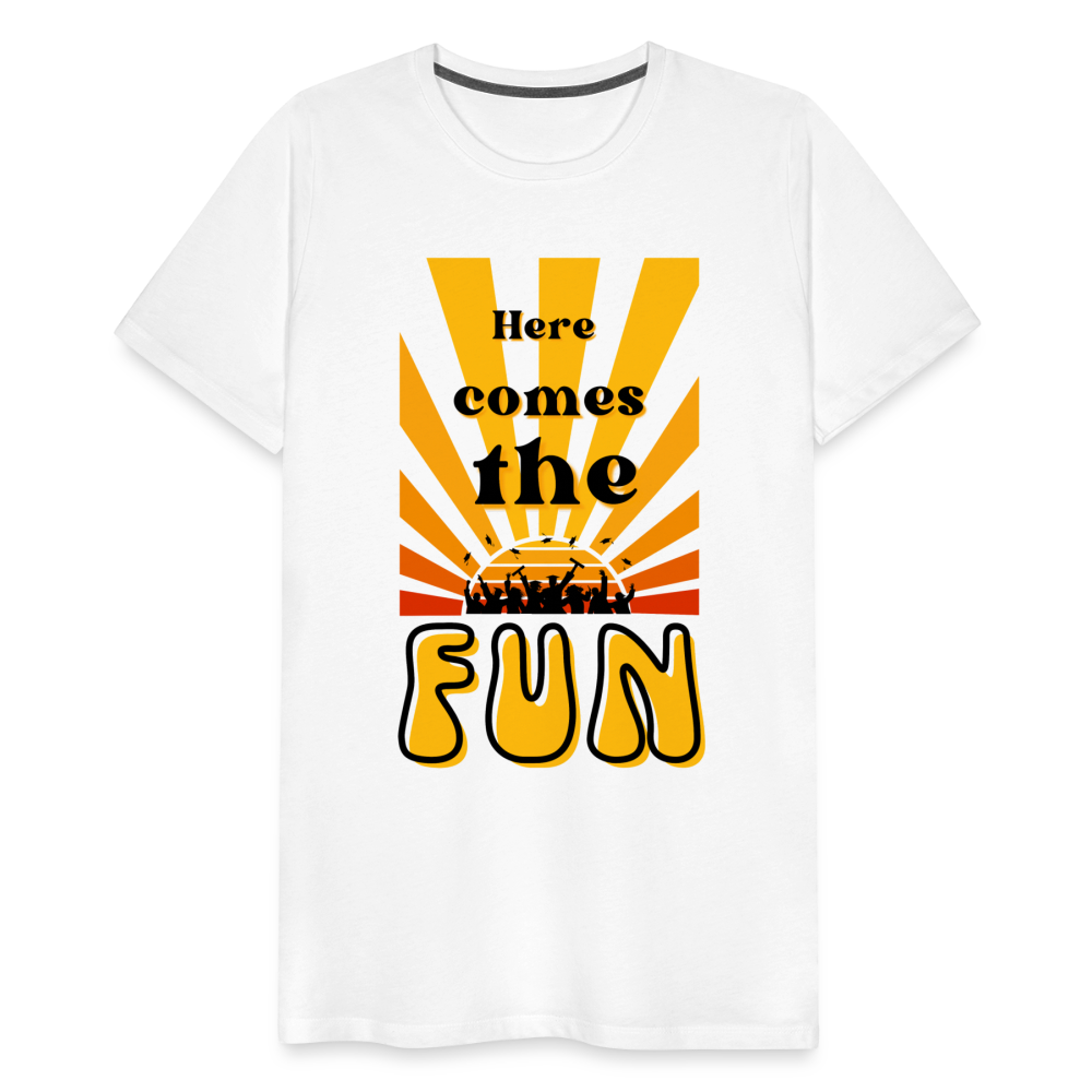 Here Comes the Fun Grad: Men's Premium T-Shirt - white