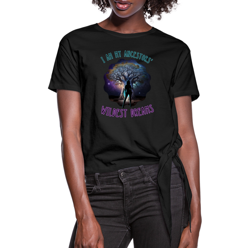 Ancestors' Wildest Dreams - Women's Knotted T-Shirt - black