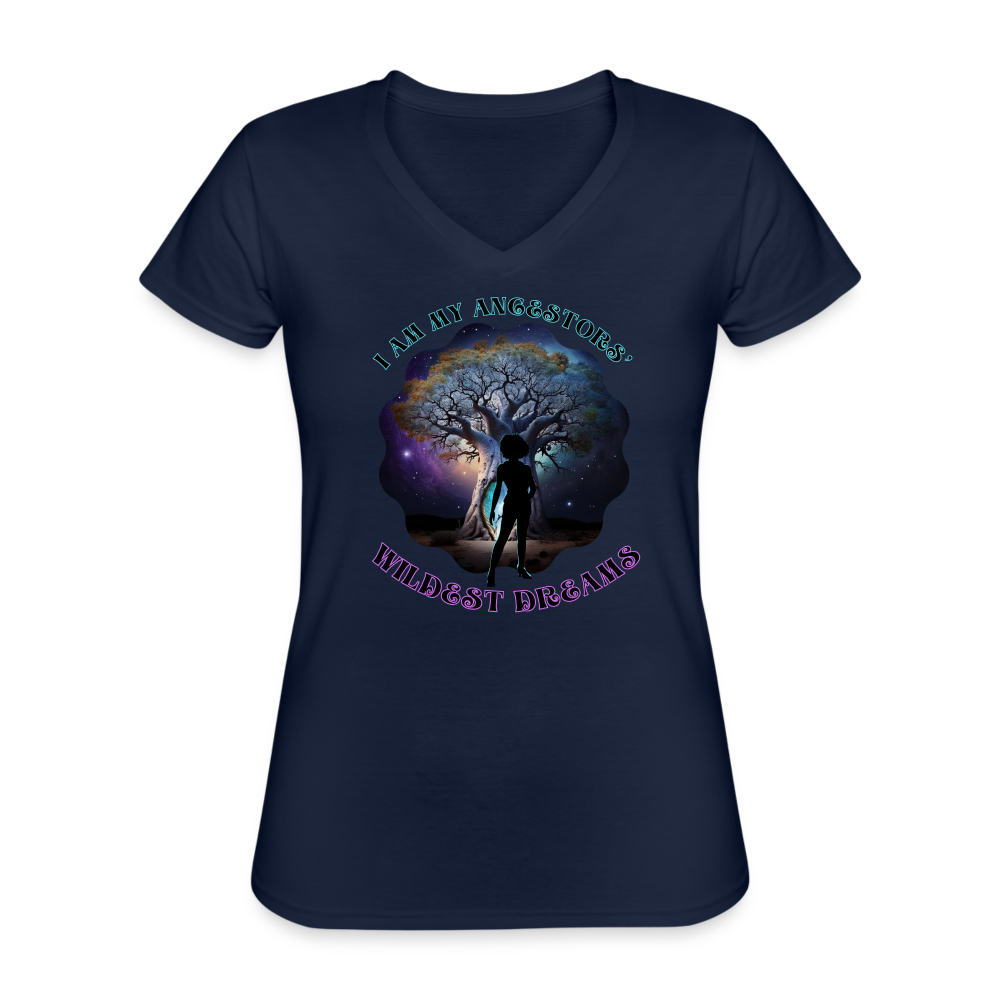 Ancestor's Wildest Dreams - Women's V-Neck T-Shirt - navy