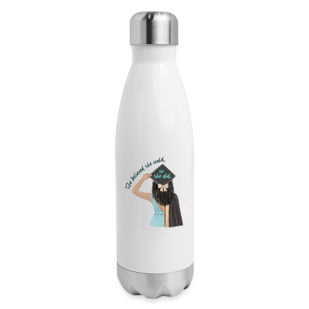 She Believed - Insulated Stainless Steel Water Bottle - white