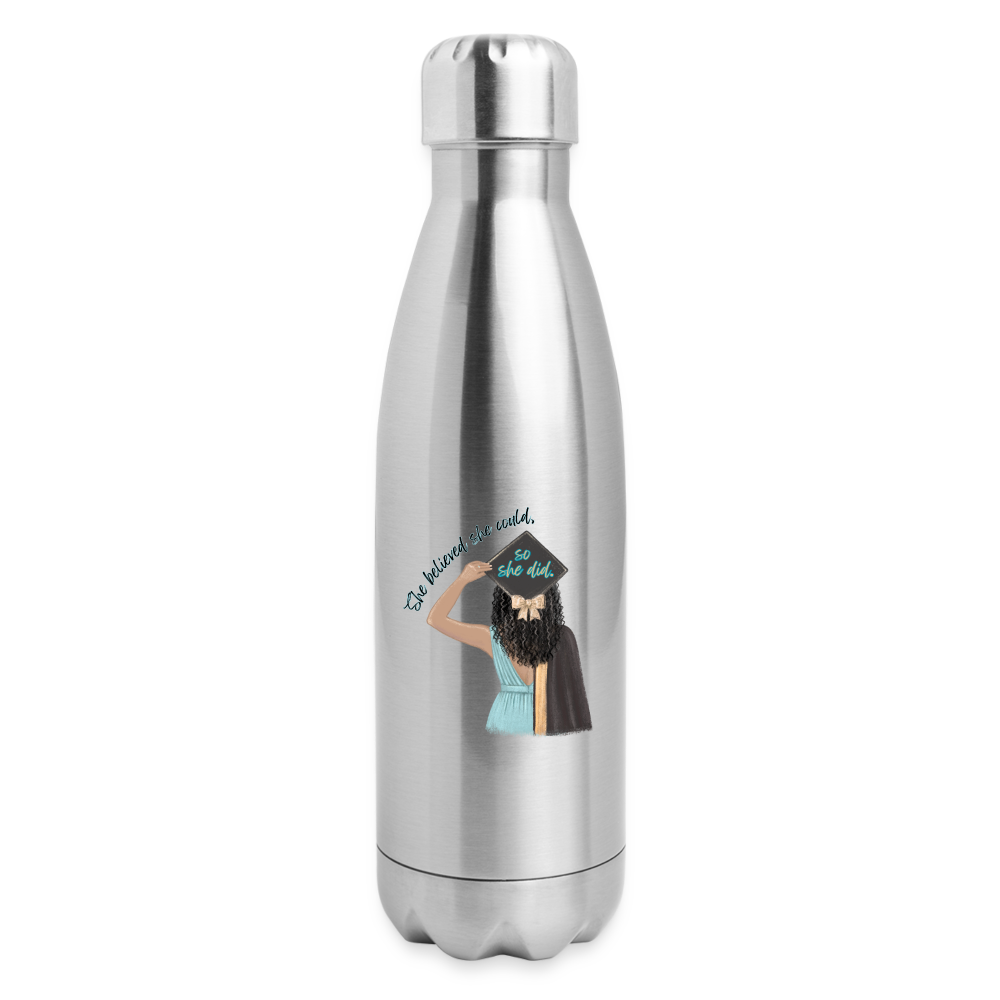 She Believed - Insulated Stainless Steel Water Bottle - silver