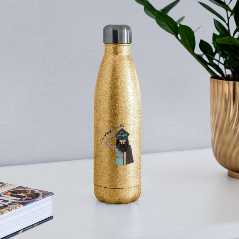 She Believed - Insulated Stainless Steel Water Bottle - gold glitter