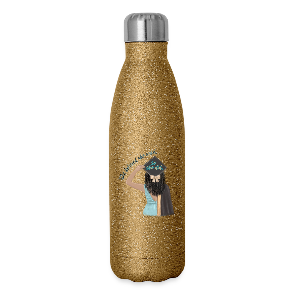 She Believed - Insulated Stainless Steel Water Bottle - gold glitter