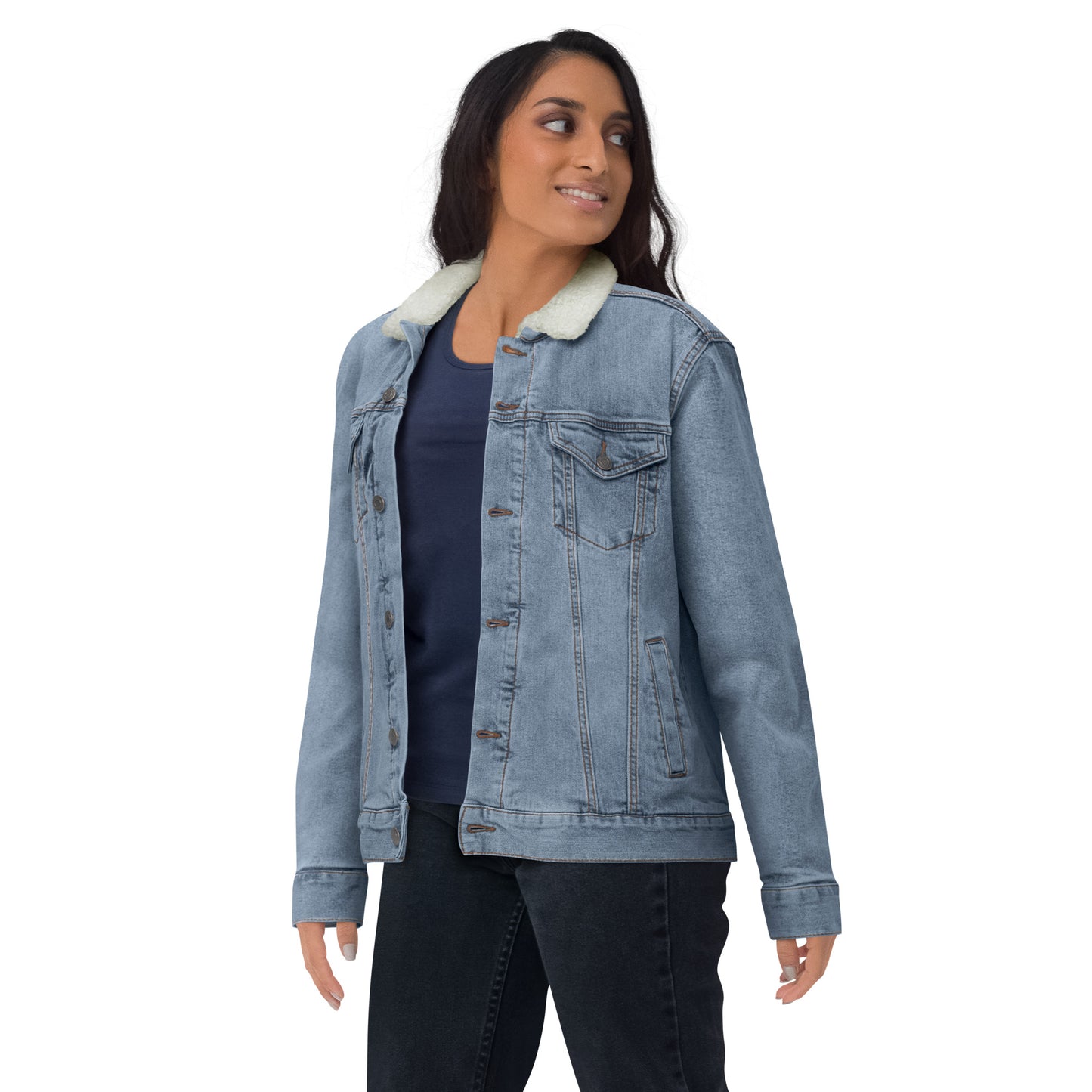 God Has My Back EMBROIDERED STITCH - Unisex denim sherpa jacket